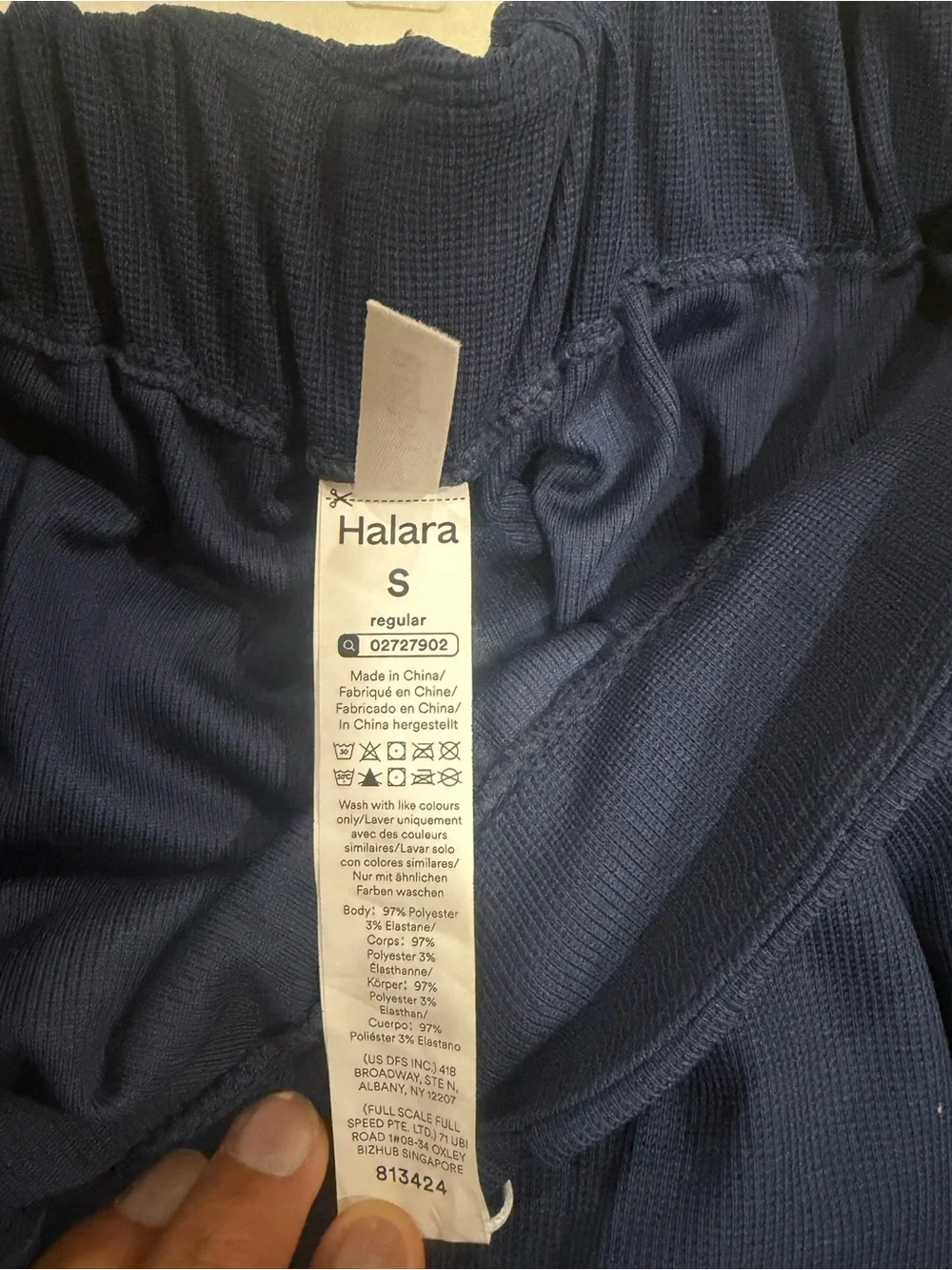 HALARA Navy Wide Leg Pleated Pants
